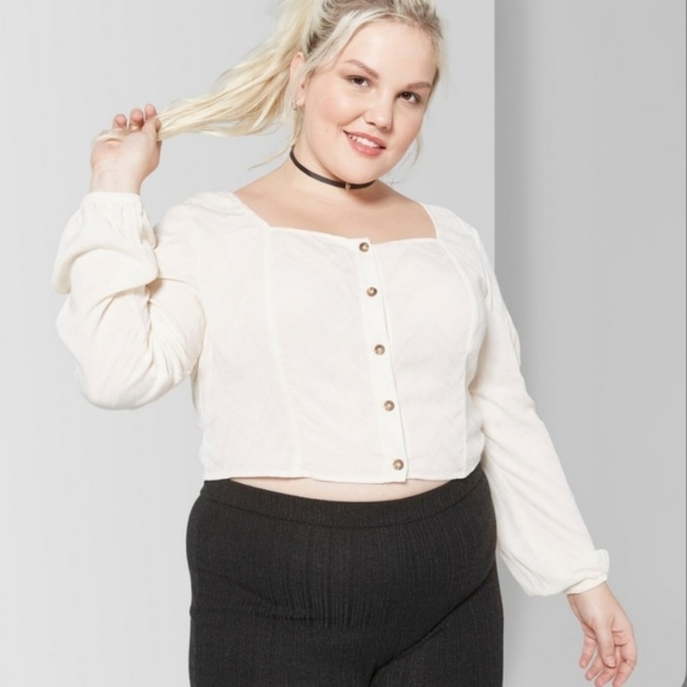 Wild Fable Cream Colored Crop Top Blouse